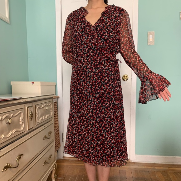 Anna Sui, Wrapped Bohemian Silk Chiffon Dress SIZE 6 - Picture 2 of 8